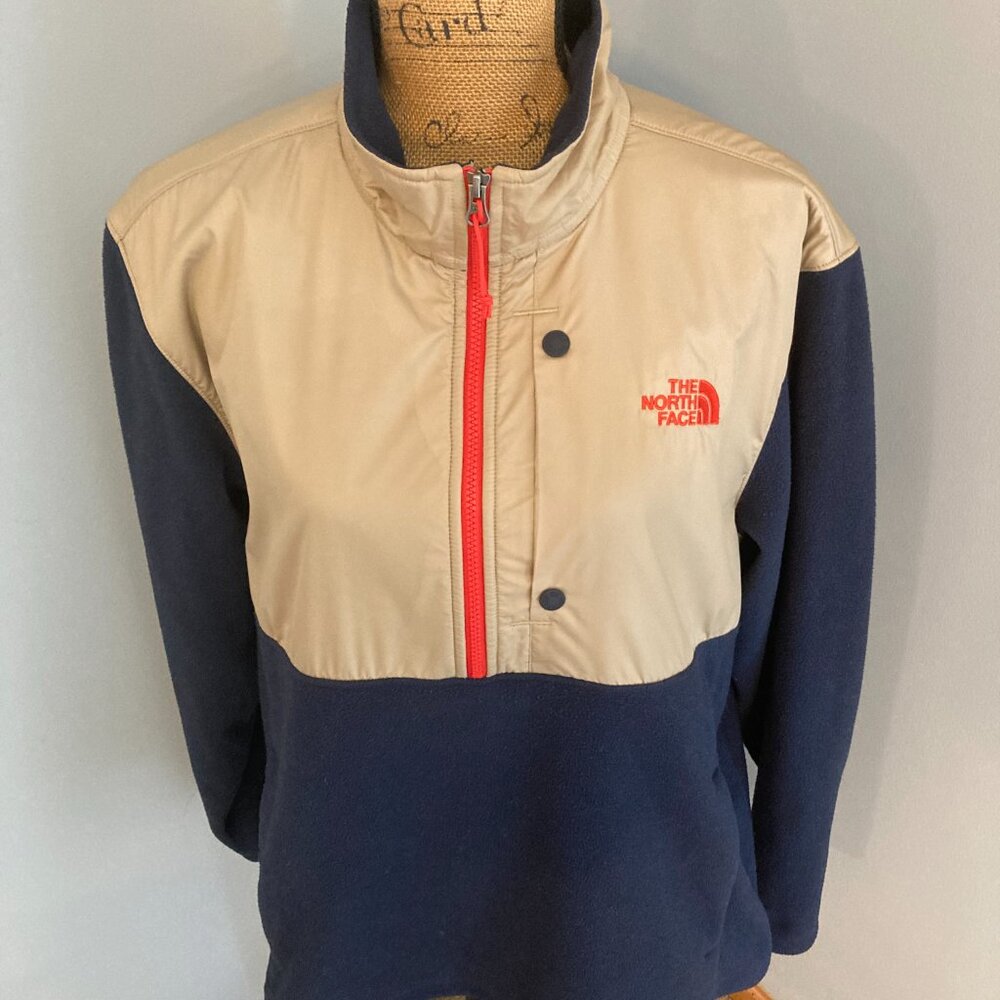 The North Face Tundra Fleece Pullover Men's Size XL Tan/Navy Blue - Picture 2 of 11